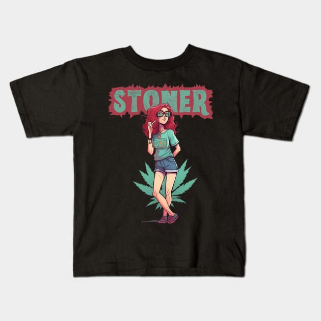 Stoner Chick 420 Kids T-Shirt by FrogandFog